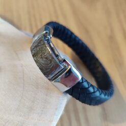 Alternative view of Gevlochten PU-Leren Armband met Vingerafdruk – Uniek Herinneringssieraad