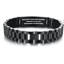 Stalen armband met graveerplaat met eigen tekst/naam 21 cm x 12mm - Afbeelding 2