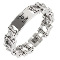 Edelstalen Graveerarmband – Stoere Bikerarmband met Luxe Schakel