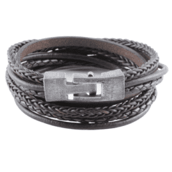 Stoere Heren Wikkelarmband van Leer – Met Naam of Tekst gegraveer