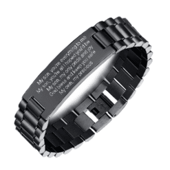 Stalen armband met graveerplaat met eigen tekst/naam  21 cm x 12mm