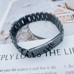 Stalen armband met graveerplaat met eigen tekst/naam 21 cm x 12mm - Afbeelding 3