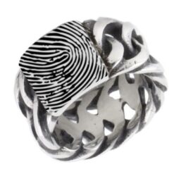 Edelstalen ring met vingerafdruk