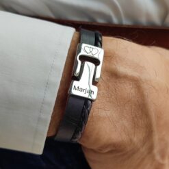 Stoere Herenarmband van Leer met Persoonlijke Gravure