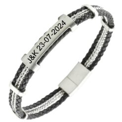 Smalle stalen Armband met Graveerplaat