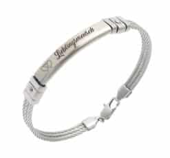 Smalle stalen Armband met Graveerplaat