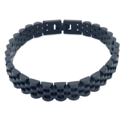 Stoere zwart gecoate edelstalen herenarmband