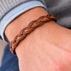 Leren Armband Heren Gevlochten – Tijdloos Design met RVS Sluiting